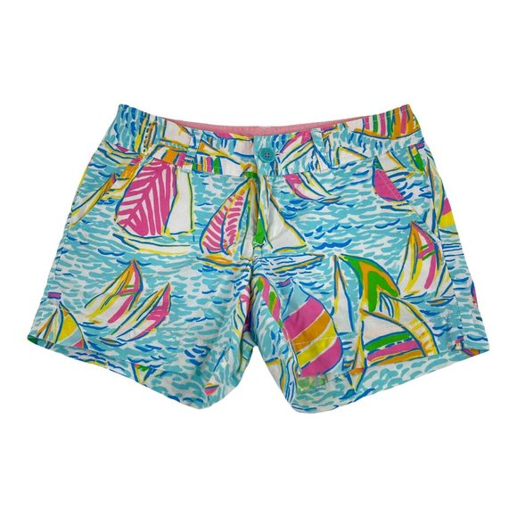 Lilly Pulitzer Pants - Lilly Pulitzer Womens Chino Shorts Size 0 Multicolor Flat Front Pockets Regatta